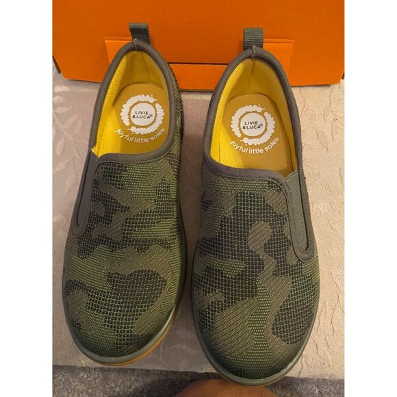 NEW Livie & Luca Joyful Little Soles Kid Camo Green Slip-On Shoes Size 13 - Picture 4 of 9